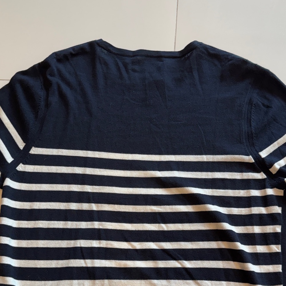 Rag & Bone Women’s Crewneck Sweater in Dark Blue and White Stripes - Picture 6 of 8